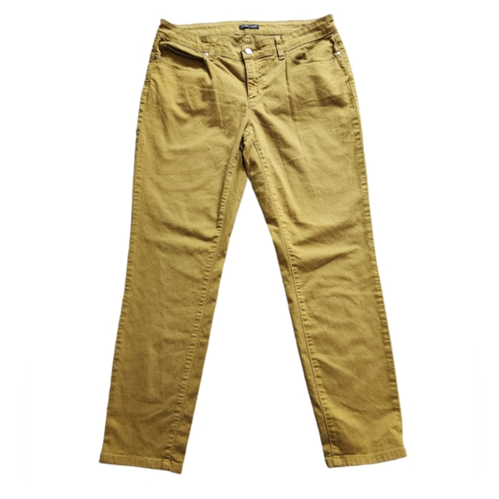 Eileen Fisher Organic Cotton Olive Green Straight Leg Jeans Size 12